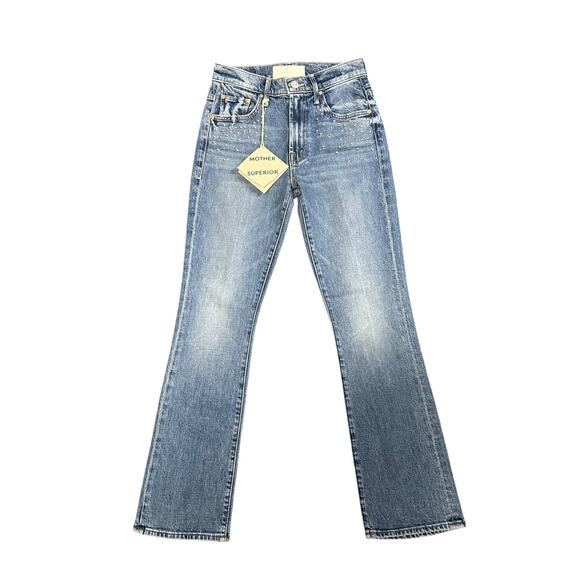 NWT Mother Superior Metal Magic Insider Flood Studded Denim Jeans Womens 24 / 2 - Picture 2 of 10